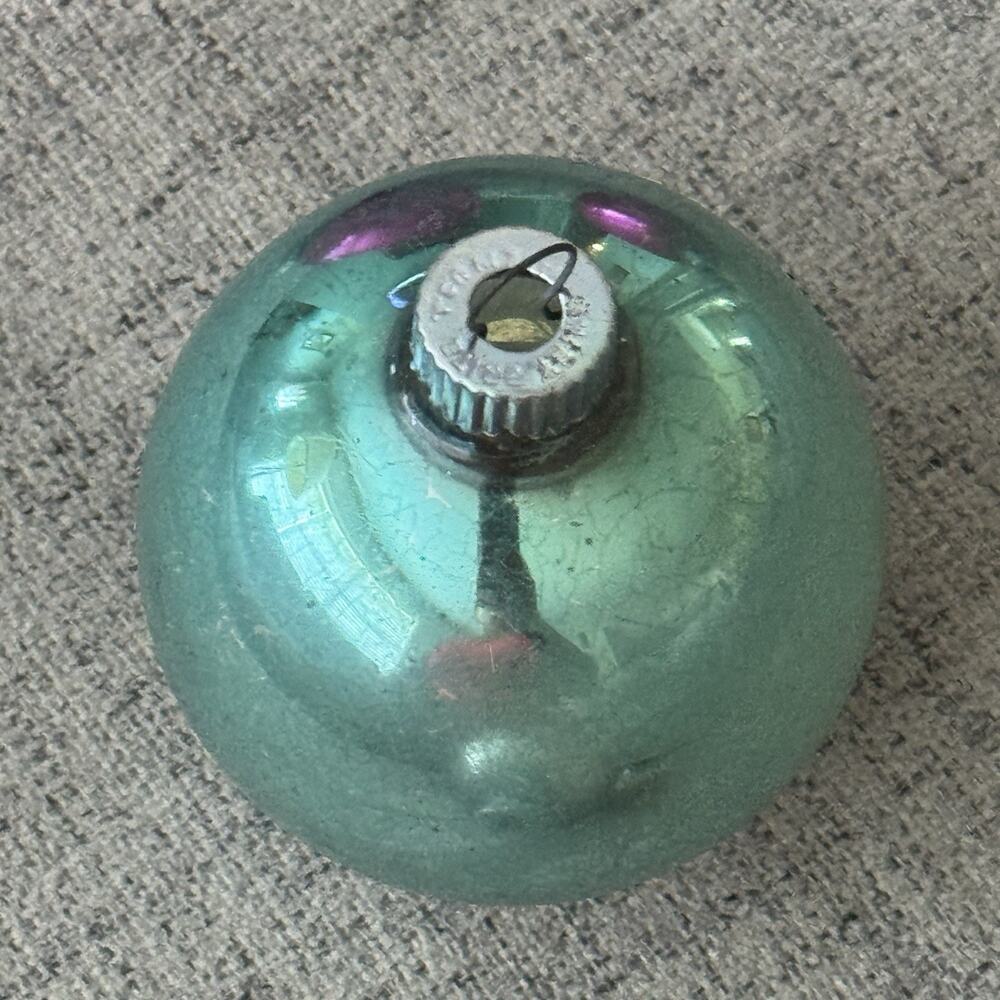Vintage 1950’s Shiny Brite Mercury Glass Teal Christmas Ornament